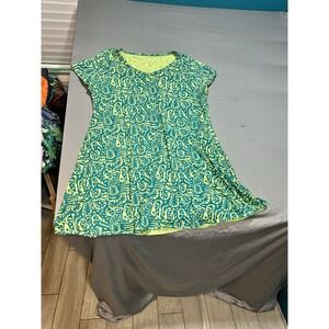 Soft Surroundings Green/Blue Gaia Santiago Tropical T-Shirt‎ Dress 2X